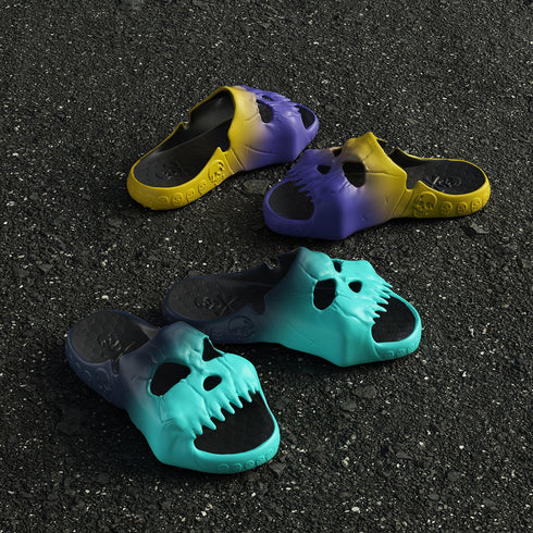 Skull Slides - Purple and Yellow Gradient